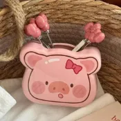 東升精品館 可愛lulu豬水果叉少女心精致甜品叉套裝可愛兒童不銹鋼安全水果簽