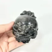 (店+)【御古齋】天然 銀沙黑曜 精雕龍龜 銀曜石 黑曜石 招財聚氣 化三煞 安家鎮宅 辟邪化煞 風水開運擺件 0630