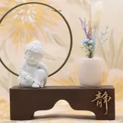 倒流香禪風小佛套組-悟道 靜座 台灣原創 在地生產送台灣製倒流香