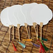 ✨桃園出貨✨漆扇扎染專用扇子diy自制白色團扇空白扇子中號宣紙扇水拓畫扎染