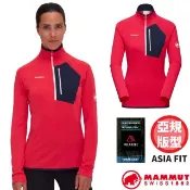 【MAMMUT 長毛象】女 保暖抗風 半開襟長袖排汗衣 Polartec Aenergy 長袖T恤 杜鵑紅 05510
