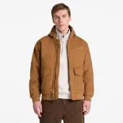 【Timberland】男款深小麥色寬版保暖帆布飛行外套(A27W6EH2)