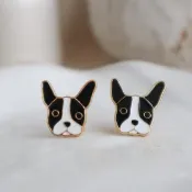 法鬥犬 French Bulldog 個性狗狗  夾式 耳環