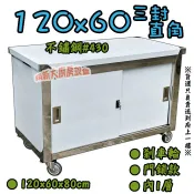 全新【4尺.內1層.輪.門鎖.三封工作台】不鏽鋼四尺工作平台/不銹鋼作業台/實驗台/櫥櫃型/下方可收納