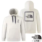 【The North Face】男 聯名款 Logo 吸濕透氣棉質連帽長袖T恤/帽T/柔軟抓絨內裏/套頭衫.運動上衣/3D TNF品牌標識/ 8DQX-QLI 沙丘白
