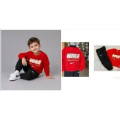NIKE KIDS JUST DO IT刺繡 男女童 長袖+棉長褲 set 2件組套裝