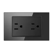 【3C驗證】臺灣美標鋼化玻璃16A開關插座黑色110V-250V美規墻壁插座面板批發電風扇 落地扇 吊扇 壁扇 工業風