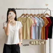 (店+)《杜達女孩》清爽涼涼夏日~微透雪花棉懶人棉t恤 短袖上衣 短袖t恤 短版上衣 素色上衣 圓領上衣 女 透膚上衣 涼感上衣