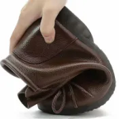 全球選品1館 生活百貨 真皮原創復古手工縫製春秋靴子高幫短靴低跟軟底單靴女靴馬丁靴子