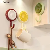 洛陽牡丹粘鉤壁鉤 4pcs 360° 旋轉粘鉤強力粘性壁掛式毛巾衣服廚房用具 - 耐用易於安裝 H 節省空間