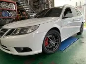 超鑫鋁圈 ATTC 一體鍛造大六活塞卡鉗 搭配350MM盤 SAAB 9-3 實裝圖
