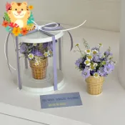 周周花卉-嶼後 教師節陶瓷冰淇淋小花盆鮮花花束小盆栽diy小眾設計甜筒杯子