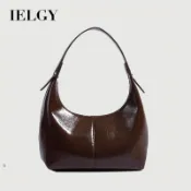 IELGY 復古荔枝紋腋下包 韓版時尚休閒軟皮餃子包 簡約單肩手提
