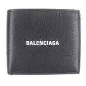 【DOKODEMO】【5積分】全新未使用 □ BALENCIAGA 594549 Logo 皮革雙折迷你皮夾/鈔票夾 黑色，附盒子與防塵袋 義大利製造 男士