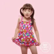 小女童萊卡圓點洋裝二件式泳衣泳褲泳裝現貨台灣製造美國杜邦【36-66-8H19801-19】ibella 艾貝拉