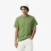 【LACOSTE】男裝-棉質鱷魚紋素面短 T(綠色)