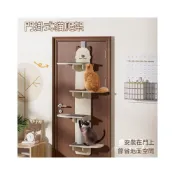 (店+)實木質多層門後懸掛式貓跳台 免鑽孔不佔空間貓咪攀爬架子 多層階梯式互動貓玩具休憩區 小坪數居家租屋族養貓寵物用