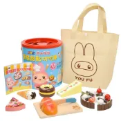 (店+)【幼福】忍者兔蛋糕甜點切切樂 32件原木磁性切切組(含6種食物、1片砧板、1枝木刀)+收納袋+遊戲說明書