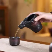 🐉【紫陶龍頭公道杯】大師手工雕刻｜紫砂茶海｜奢華龍形設計 精緻收藏與實用兼具