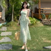YIFENZI 洋裝✨ 海邊渡假連衣裙女夏立體碎花絕美雪紡吊帶裙長裙旅遊拍照沙灘裙 法式修身顯瘦收腰海邊必備的吊帶裙