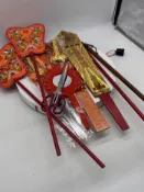 可開發票💖 拜鬥法器配件桃木七星劍令牌日月扇寶蓋道具稱尺火焰鏡道家居用品