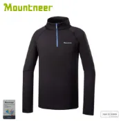 【Mountneer 山林 男 雲彩針織保暖上衣《碳黑》】22P15/登山/刷毛衣/立領/中層衣