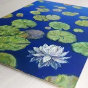 荷花畫 睡蓮藝術 池塘油畫 抽象花卉畫