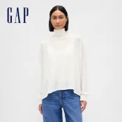 Gap 女裝 立領長袖針織衫-象牙白(864042)