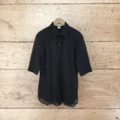 *♡*古着Vintage/PAUL&JOE/80%羊毛/微透膚小方格針織襯衫/二手《Anna的百寶箱》