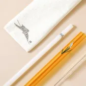 常玉/花-玻璃吸管組 (貓咪圖案)