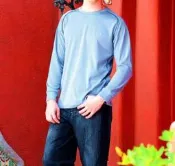 野雁戶外【RATOPS瑞多仕】  男竹碳紗排汗快乾抗UV長袖保暖衣5842天空藍灰色 / 薄長袖/保暖上衣 /中層衣/