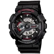 【CASIO 卡西歐】G-SHOCK 經典紅黑重機雙顯手錶-55mm 開學禮 送禮 推薦(GA-110-1A)