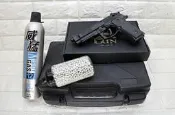 iGUN 貝瑞塔 M9A1 手槍 瓦斯槍 黑 + 12KG瓦斯 + 奶瓶 + 槍盒 ( GBB槍玩具槍M9 90手槍射擊