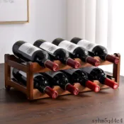 紅酒架擺件葡萄酒架子實木家用小型現代簡約紅酒櫃展示架紅酒格子