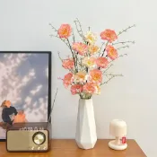新品🔥  日本仿真花 粉碟花 杜鵑花 帶花瓶 假花束 插花用 客廳餐桌 裝飾擺件 可水洗 不凋謝 自然質感