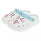 (店+)【SKECHERS】63-SKECHERS 童鞋 洞洞鞋 涼鞋 拖鞋 水鞋 厚底 防水 鞋扣 白 CUTIEPOPS 308104LWMLT