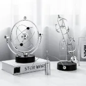 【6015人好評】金屬銀河係牛頓擺球旋轉力學撞球永動機辦公室桌麵小擺件傢居裝飾