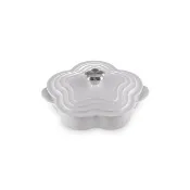 【Le Creuset】琺瑯鑄鐵鍋山茶花燉飯鍋 20cm(柔粉紫-花型鋼頭-內鍋白)