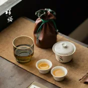 全球選品1館 生活百貨 祥裕祿來快客杯高級陶瓷行動式茶具旅行套裝家使用者外茶壺蓋碗茶杯