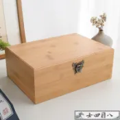 源一商社 【訂製木盒】木盒子復古帶鎖收納盒實木質密碼鎖木箱子家用桌面雜物收納盒定制