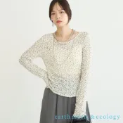 earth music&ecology 立體華夫格碎花蕾絲長袖上衣(01002150800)