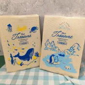 💗正版現貨💗插畫風 32K 帆布手記 鯨魚 企鵝 冰山 筆記本 橫線 空白 布書衣手帳 帆布 計畫本 手帳本 記事本