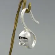 anti smile ghost earring (s_m-O.19) (不高興情緒不好幽靈鬼鬼魂亡魂靈魂銀穿孔耳環)