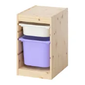 【IKEA 宜家家居】TROFAST 收納組合附收納盒, 染白松木 白色/紫色, 32x44x53 公分
