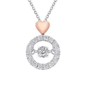 【Emperor Diamond 京華鑽石】鑽石項鍊 18K金 玫瑰金 共0.19克拉 跳舞鑽石 墜飾 心諾(跳舞鑽石)