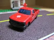 【珍愛玩具】非TOMICA, 他牌 WELLY 威力 消防廳 皮卡戰損車