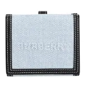 【BURBERRY 巴寶莉】經典LOGO棉麻拼接扣式雙面零錢短夾(全新福利品)