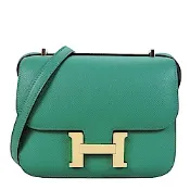 HERMES 愛馬仕 Constance EP防刮牛革斜背包(18CM/金釦/竹綠U4)