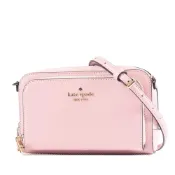 【HOTAI購】【KATE SPADE】Staci 雙層拉鍊置物十字紋防刮斜背包-芭蕾粉