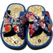{和風花漾}精緻 可愛 天然的兒童手工草編拖鞋/slippers/sandals-藍色套式